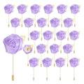 uxcell 24pcs Light Purple Rose Boutonnieres Flower Buttonholes Pocket Boutonnieres Pins for Wedding Ceremony Anniversary Prom Formal Dinner Party - color: Light Purple