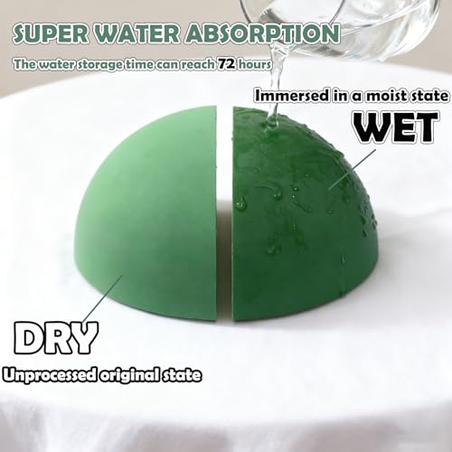 TS-MAYKA 2 Pcs Floral Foam Half Balls 5.5"W x 2.76"H, Green Round Styrofoam Half Sphere for Fresh and Artificial Flower Arrangements, Dry Wet Flower Foam Blocks for Craft, Party, Home Decor (5.51″)