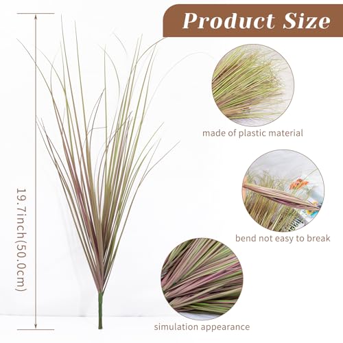 80 Bundles Fake Grass Plants Artificial Plants Outdoor Faux Plants Tall Shrubs Wheat Grass Greenery Stems UV Resistant Onion Grss for Outside Planters Indoor Room Vase Home Decor（Light Purple） - color: Light Purple, size: 80-Pack