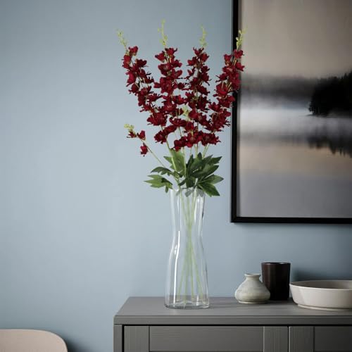 Delphinium Artificial Flowers,8PCS Silk Larkspur Flowers 33.5'' Long Stem Burgundy Flowers for Tall Vase Home Wedding Garden Table Decor(Burgundy) - color: Burgundy