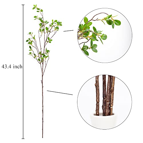 BohoSM 3 Pack Artificial Greenery Stems Branches for Vase Fake Ficus Stems Faux Stems(45"/Branches) (Green)