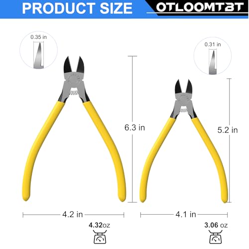 OTLOOMTBT 6-In and 5-In 2 PCS Ultra Sharp Compact Wire Cutters with Long Flat Nose Pliers Ideal for Cutting Crafts, Flowers, Plastics, Appliances and Any Clean Cutting Needs Powerful Wire Cutter