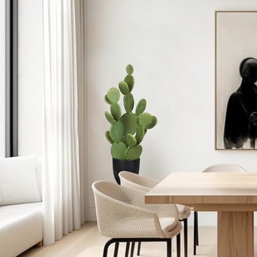 DILATATA Tall Fake Cactus Plant 27.5 inch Large Artificial Cactus Tree 'Prickly Pear Cactus' Faux Cactus Desert Plants Big Fake Cacti for Home Garden Office Decor - color: Opuntia Chlorotica