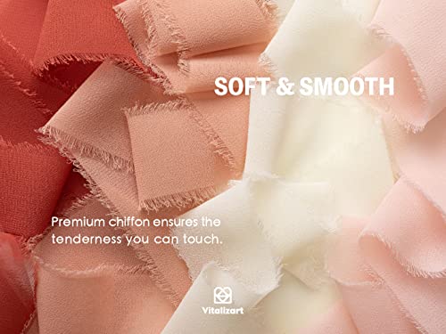 Vitalizart Chiffon Silk Ribbon 1 1/2 Inch x 75 Yd Handmade Frayed Edge Assorted Ribbons for Gift Wrapping Bridal Bouquets Baby Shower Wedding Invitations - color: Mixed Color 15 Rolls (75Yd)