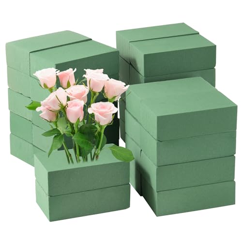 Floral Foam Bulk 30Pcs Green Flower Foam Blocks Wet Dry Foam | High Density Floral Foam for Stable Flower Arrangement, Strong Fixing Ability, Ideal for Wedding Party and Decoration Use - color: green
