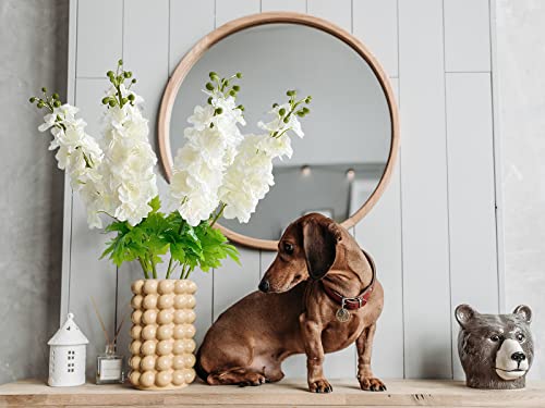 YalzoneMet 3 Pcs White Delphinium Artificial Flower, Real Touch Latex Delphinium Flower, Big 31.5'' Long Stem Lifelike Fake Silk Larkspur for Home Outdoor Wedding Flora Table Centerpiece - color: White