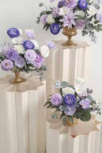 YYHUAWU Artificial Flowers Combo Set Purple Fake Flower Leaf Box with Stems for DIY Wedding Bouquets Centerpieces Flower Arrangements Decorations Baby Shower Party Home Decorations - color: Gradient Purple