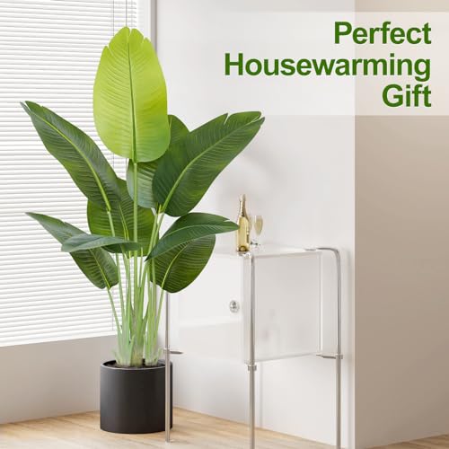 Lifelike Bird of Paradise Artificial Plant 4ft Faux Banana Leaf Tree with 9 Trunks for Home Decor - Perfect Indoor Silk Floor Plant for Living Room, Office, and Bedroom Ambiance Enhancement - size: 4ft