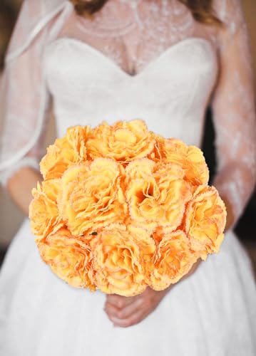 IPOPU Fake Carnations Orange Flowers Artificial 10PCS Carnations Flowers 11.4" Small Fake Flowers Silk Flowers with Stems of Baby Shower Decorations Table Decor Centerpieces (Orange) - color: Orange