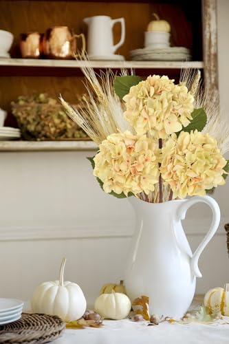 Hollyone 3Pcs Cream White Hydrangea Artificial Flowers Faux Dried Touch Hydrangeas Silk Flowers with Stems Fake Fall Florals Flower for Home Wedding Table Centerpiece Vase Arrangements Fall Decoration - color: Cream - Dried Hydrangea