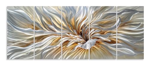 YHSKY ARTS Abstract Floral Metal Wall Art Sculpture Hand Crafted 5-Piece Set for Living Room and Bedroom Decor - color: Floral Art, size: 64x24IN