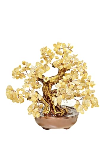 Feng Shui Crystal Money Tree of Life, Artificial Plants Made in uv Resin,Bonsai Tree.Diamond Art Tree of Life,Home Decor,Art Supplies. Gfit for Women,Man.(Yellow Treasure Tree) - color: Yellow Treasure Tree