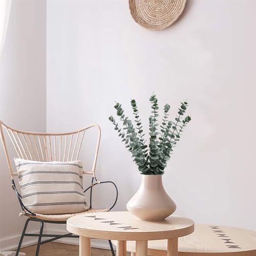 Eucalyptus Stems 12 PCS Artificial Leaves Home Office House Table Decor Wedding Bouquet Ceremony Party Flower Decoration Vase Forever Live Never Fade - color: White