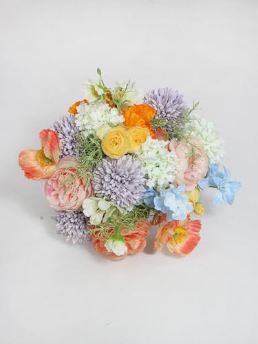 Rinlong Pastel Bridesmaid Bouquet for Wedding, Prom, Homecoming | Silk Bridal Bouquet, Destination Friendly - color: 03-pastel Pink & Purple