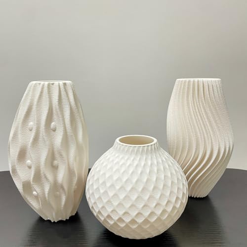 White Minimalist Small Vase, Flower Holders for Pampas Grass Decor, Coffee Table & Shelf Decor, Aesthetic Vases for Flower Bouquet, Trendy Home Decor, Entryway & Modern Floreros (Diamond Vase) - color: Diamond Vase