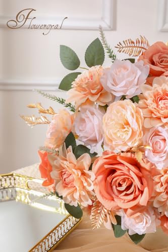 Floweroyal Artificial Flowers Fake Rose Flowers Dahlia with Stems for DIY Wedding Bridal Bouquets, Baby Shower, Floral Arrangement, Table Centerpieces, Home Decorations (Nude Color) - color: Nude Color
