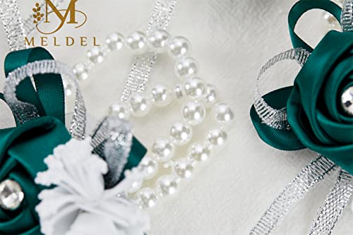 2pcs Green Wedding Wrist Corsages Artificial Silk Rose for Women | for Wedding Formal Dinner Party Homecoming Ceremony Anniversary, Wrist Corsages with Pearls - color: 2pcs Green Wrist Corsages