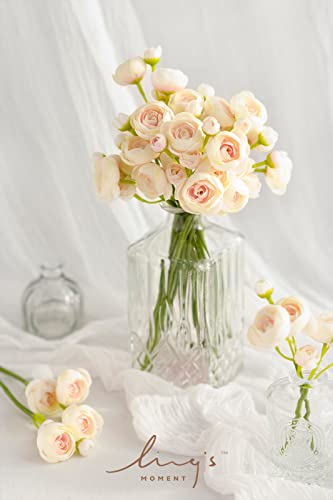 Ling's moment Ranunculus Artificial Flower, Faux Silk Mini Ranunculus Flowers for DIY Bouquet, Bulk Fake Wedding Filler Flowers for Centerpieces Arrangements Bridal Shower Decorations, Pink Shade - color: Wht-pink Shade