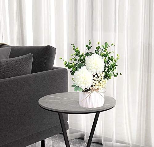 LADADA Artificial Flower Hydrangea and Small CeramicVase Fake Plant Eucalyptus Leaf Berry Flower Arrangement for Home Decoration (White) - color: White