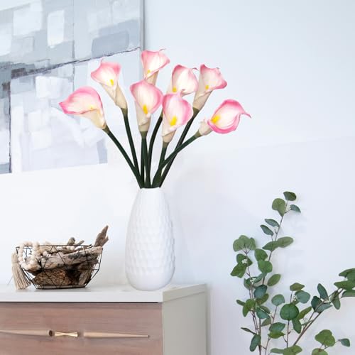8 Pcs Calla Lily Artificial Flowers 26 Inch Lilies Flowers Floral Bouquet for Home Table Party Wedding Decor (Light Pink) - color: Light Pink