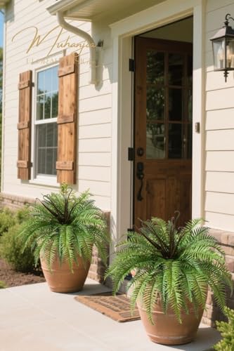 Muhanjia Polyester Artificial Boston Fern Bush,Set of 4,Fake Fern Hanging Plants UV Resistant that Look Real for Outdoors and Home Decor. (39" 4Pcs-Green) - color: Green