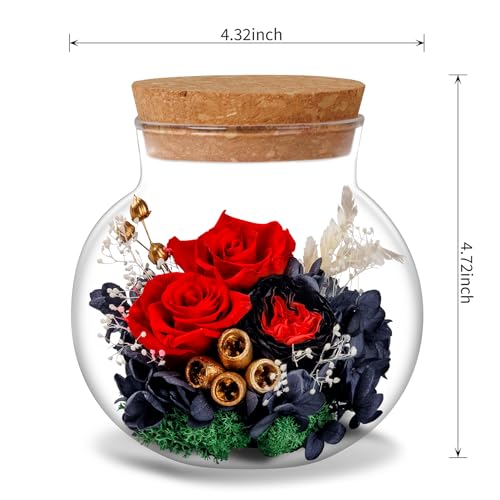 NATROSES Christmas Birthday Gifts for Women - Handmade Preserved Flowers Wish Bottle for Valentine's Day, Mother's Day, Anniversary, Home Decor (Red) - color: Red