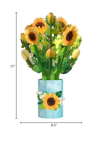 Lovepop Everyday Sunflower Blooms Pop-Up Flower Bouquet for Her and Him - 3D Greeting Cards for Boys, Girls, Men, Women - 12" Bouquet - Blank Notecard Included - color: Sunflower Blooms Bouquet