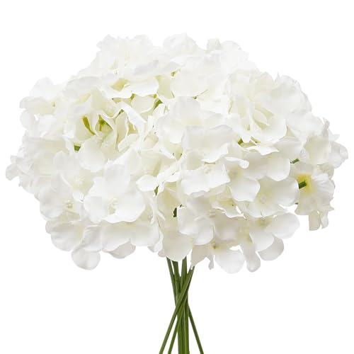 VEVOR Artificial Flowers, 65 pcs Real Looking White Silk Fake Hydrangea Bulk, White Faux Bridal Shower with Stems for DIY Wedding Bouquets, Home Centerpieces Arrangements, Party Tables Decorations - size: 65 PCS
