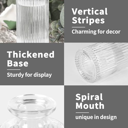 Glass Bud Vases Set of 20, Living Bud Vases, Small Bud Vase in Bulk, Mini Flowers Vases for Centerpiece, Vintage Decorative Vase Set for Table Decorations, Wedding Reception, Home Decor (Clear) - color: Clear