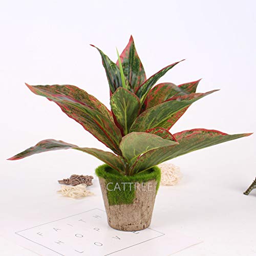 CATTREE Fake Plants Artificial Plant Outdoor Shrubs Faux Grass Plastic Leaves Greenery Bushes Home Garden Wedding Party Decorations Indoor Office Yard UV Resistant Planter Filler Red 2 Pack - color: Magnolia Grass-red-2 Pack