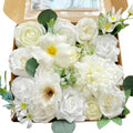 White Artificial Flowers Box Set Wedding Silk Fake Flowers for DIY Bouquets Table Centerpieces Garland Wreaths Baby Shower Party - color: Vibrant Ivory White