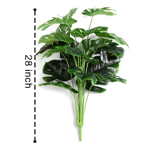 DVGUN 2Pack Artificial Palm Plants Leaves Faux Turtle Leaf Fake Monstera Tropical Large Palm Tree Leaves Outdoor UV Imitation Leaf Artificial Plants (2)