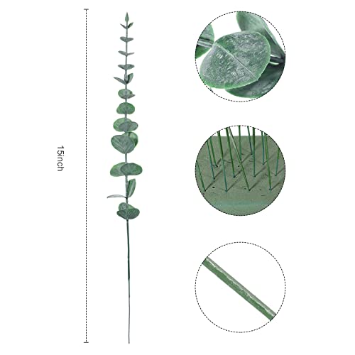 Canlierr 200 Pcs Eucalyptus Stems Faux Greenery Artificial Eucalyptus Leaves Decor Greenery Stems Branch for Wedding Centerpiece Flower Bouquet Farmhouse Home (Dark Green) - color: Green