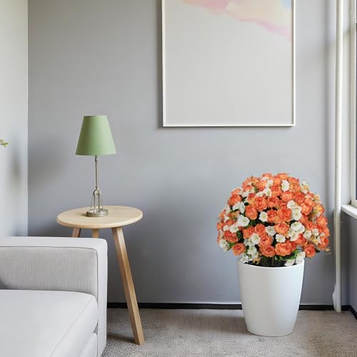 24" Artificial Potted Flowers Faux Orange Silk Peonies for Outdoor | Set of 2 UV Resistant Fake Outdoor Plants & Flowers in Cement Pots for Outside Front Porch Home Indoor Decor - color: Peach Blush, size: 24" Luxury Peony