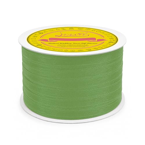 Light Green Organza Ribbon 1/4 inch x 200 Yards Sheer Chiffon Ribbon for Gift Wrapping Wedding Invitations Party Decoration Bridal Bouquets Crafts - color: Light Green, size: 1/4" X 200 Yards