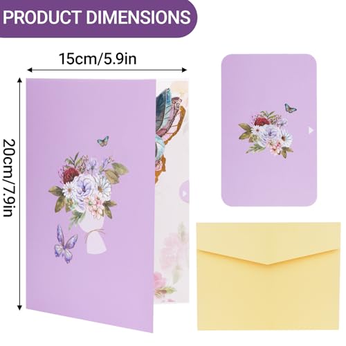 Pop Up Birthday Card 3D with Gold-edged Butterfly Greeting Cards with Envelope for Women Birthdays Thank You Get Well Any Occasion for Grandma Wife Mom Girlfriend