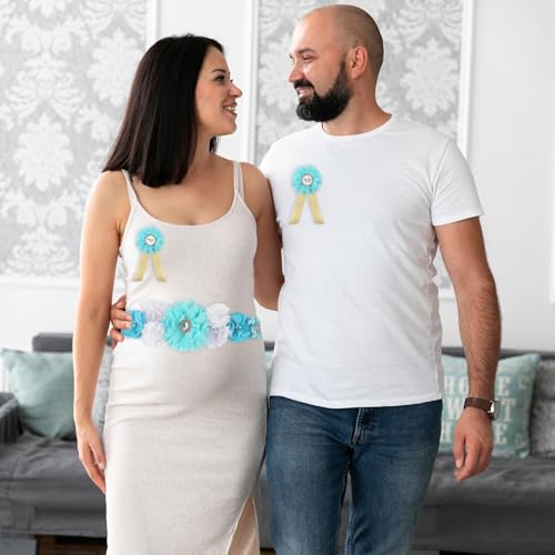 Maternity Sash Set Baby Shower Floral Belly Belt Baby Shower Decoration for Mom to Be Pregnancy Party Supplies - color: Style6