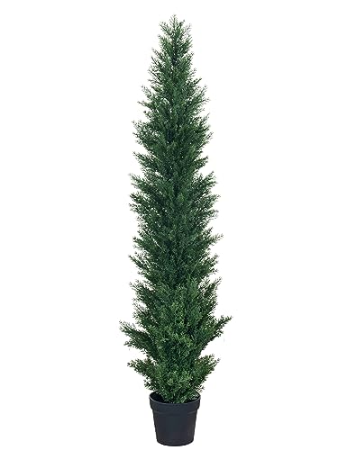 HAIHONG 5ft Artificial Cedar Topiary Trees - Fake Boxwood Topiary Cypress Trees Potted Plants, Artificial Plants Shrubs for Home Indoor Outdoor Garden Porch Decor - size: 8in