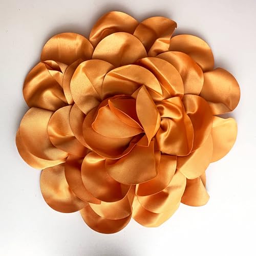 Heyiwell Large Satin Fabric flower for Brooch Pin Wedding Party Dance Dress Suit Clothes Head Hair Accessories DIY Decor 9.45"Inch - color: Dark Yellow