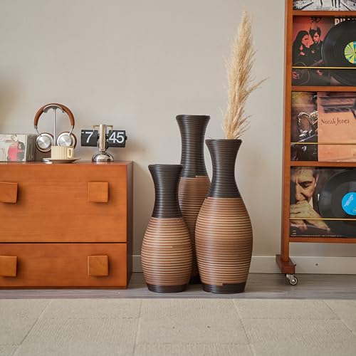 Tall Floor Vase Set of 3, 27.5/23.6/19.6in Large Imitation Rattan Vases for Living Room, Dining Room, Hallway, Office Decor & Farmhouse Style Centerpiece - color: Floor Vases Imitation Rattan a