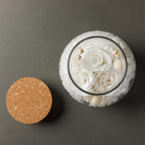 NATROSES Christmas Birthday Gifts for Women - Handmade Preserved Flowers Wish Bottle for Valentine's Day, Mother's Day, Anniversary, Home Decor (White) - color: White