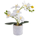 Artificial Orchids Flowers in Pot, Real Touch Faux Orchids Flowers with Vase Small Fake Orchids White Potted Plants for Table Centerpiece Office Room Wedding Kitchen Decoration