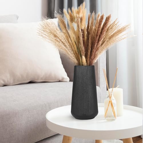 Matte Black Ceramic Vase, GUKJOB Small Cute Flower Vase for Pampas Grass, Home, Living Room, Dining Table, Farmhouse, Office Decor, Bedroom, Table, and Kitchen Shelf (Matte Black) - color: Small Matte Black
