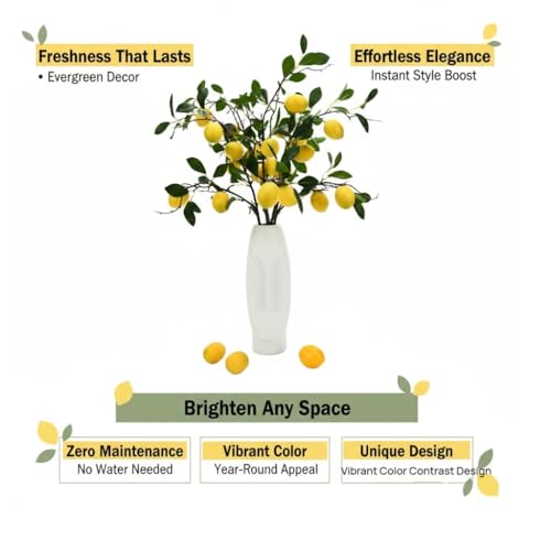 5pcs Artificial Lemon Large Fruit.31 Inch Lifelike artificial plants indoor.lemon tree artificial.artificial fruits for decoration.outdoor artificial plants.Used For Homes.Offices. Festivals.Flowers - size: 31inch