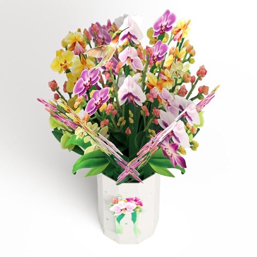 Lovepop Orchid Bouquet, 12 x 8.5 Pop Up Flowers - color: Orchid Bouquet