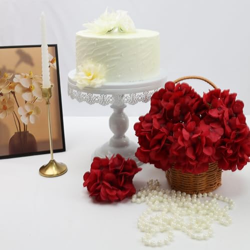 Red Hydrangea Artificial Flowers Bulk with Stems 64 Pcs | Faux Silk Hydrangeas Flower Heads with Stems for Wedding Arch Table Centerpieces Home Garden Baby Shower Party Decoration - color: Red