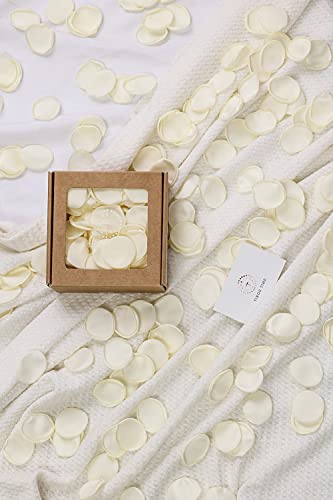 TINGE TIME 200pcs Silk Rose Petals Ivory White Flower Petals for Wedding, Flower Girl Basket, Aisle Runner, Romantic Dinner Centerpieces, Proposal, Party Confetti - color: Ivory