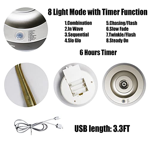 Bonsai Tree Light Golden Matte 20 Inches Artificial Tabletop Fairy Light Tree Lamp,Eight Lighting Modes,USB or Battery Operated with Timer,Decor of Bedroom,Living Room,Christmas (Warm White) - color: Golden Branches
