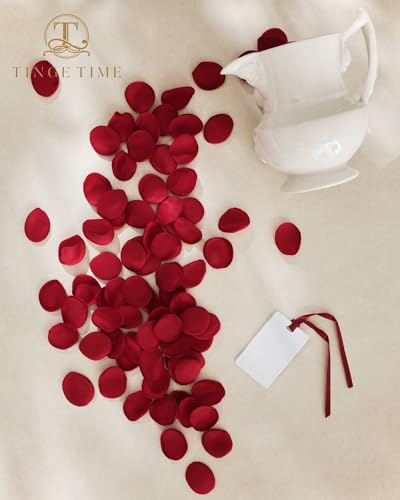 TINGE TIME 200pcs Silk Rose Petals Red Flower Petals for Wedding, Flower Girl Basket, Aisle Runner, Romantic Dinner Centerpieces, Proposal, Party Confetti - color: Red