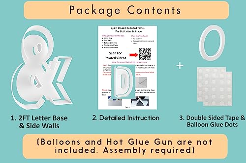 2FT Sign & Mosaic Balloon Frame Letter DIY Fillable Letters Kit for Birthday Party Wedding Backdrop Decor - color: Sign &, size: 2FT